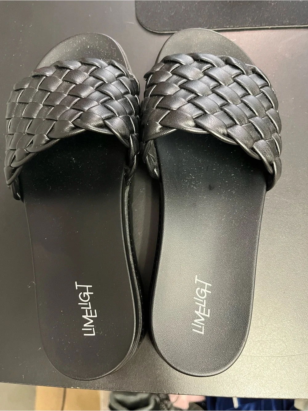 1423/ lime light sandals Lively Black Woven Slide Sandals for Women Size 7